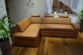 "Antalija II 3" 245 x 164 tikros odos kampinė sofa su miego funkcija ir galvos atlošu Kampinė odinė sofa Mondial Tan
