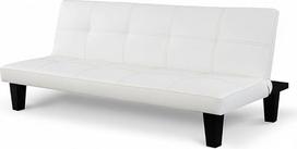 "Baroni Home" dirbtinės odos sofa lova 3 sėdimų vietų, paverčiama į minkštą lovą Atsilenkianti sofa su plastikinėmis kojomis, skirta svetainei, svečių kambariui, atidarymas 88 cm 166x75x70 cm, balta dirbtinė oda