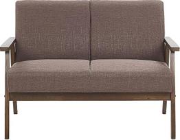 "Beliani Asnes" Asnes Retro 2 vietų sofa su minkštu užvalkalu Ruda medinio rėmo spyruoklinė šerdis
