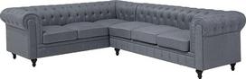 "Beliani Chesterfield Chesterfield" kampinė sofa su kairiuoju minkštu užvalkalu šviesiai pilka