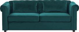 "Beliani Chesterfield" 3 vietų sofa "Velvet Fabric" su miego funkcija Platūs porankiai Žalia