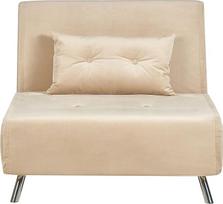 "Beliani Farris" 1 vietos sofa-lova "Velvet Beige" su aukštomis nerūdijančio plieno kojomis, pagalvėlėmis Modernus