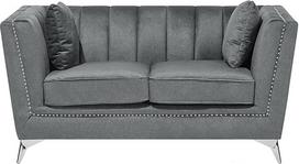 "Beliani Gaula" aksominio audinio sofa pilka, 2 sėdimų vietų, moderni svetainės sofa