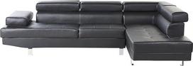 "Beliani Norrea" 5 vietų kampinė sofa iš dirbtinės odos, juoda, su šezlongu kairėje Modernus