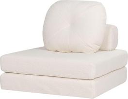"Beliani Olden Bouclé" grindų sofa 1 sėdima vieta su pagalve / miego funkcija / išskleidžiama balta