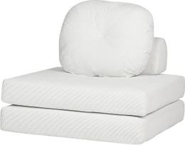 "Beliani Olden Corduroy" grindų sofa 1 sėdima vieta su pagalve / miego funkcija / išskleidžiama balta