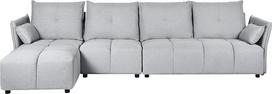 "Beliani Tomra" 4 vietų kampinė sofa su šezlongu dešinėje šviesiai pilka L formos pagalvėle Moderni