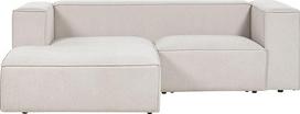 "Beliani Vernon" 2 vietų kampinė L formos smėlio spalvos sofa su šezlongu dešinėje su plačiais porankiais