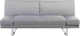 "Beliani York" 2 vietų sofa lova, audinys, šviesiai pilka, su metaliniais bėgeliais, reguliuojamais porankiais