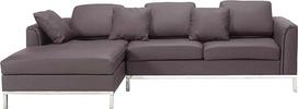 "Beliani" kampinė L formos sofa dešinėje pusėje Šiuolaikinis odinis gyvenamasis kambarys Oslo