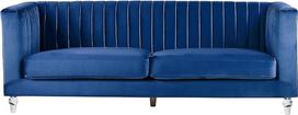 "Beliani" klasikinė aksominė sofa 3 vietų dygsniuotas audinys, modernus dizainas, kobalto mėlyna "Arvika