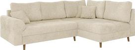 "Bjorn" kampinė sofa-lova 4 vietų laisvai pastatoma įbrėžimams atspari medžio masyvo kojelė Rudas šenilinis audinys Dešinė Bjorn Beige