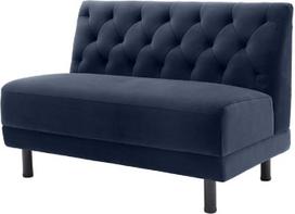 "Casa Padrino Chesterfield" sofa "Midnight Blue/Black" 121 x 75 x H 85 cm - elegantiško aksomo audinio sofa svetainei