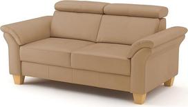 "CAVADORE Ammerland" tikros odos dvivietė sofa / užmiesčio namų sofa su spyruokliniu branduoliu + galvūgalio reguliavimas / 156 x 84 x 93 / smėlio oda