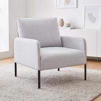"chairus" svetainės fotelis, minkštas "Wing Chair" fotelis iš lino, modernus poilsio fotelis su metalinėmis kojomis, "Wing Chair" fotelis su porankiais, viengulė sofa, poilsio fotelis, skaitymo fotelis biurui, miegamajam, smėlio spalvos