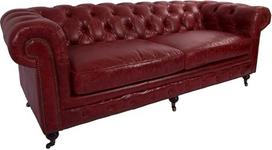 "Chesterfield Royal Rouge" (tamsiai raudona) natūralios odos sofa - 3 vietų sofa - Odinė sofa