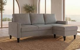 "Confort24 Fox" sofa "Chaise Lounge Corner Sofa", 3 sėdimų vietų, apverčiama į dešinę arba į kairę (šviesiai pilka)