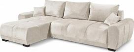 "Dexter" kampinė sofa su miegamąja funkcija, dramblio kaulo spalvos - moderni kampinė L formos sofa su lovos dėže jūsų svetainei - 294 x 91 x 183 cm (plotis x aukštis x gylis)