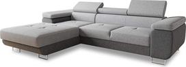 "Divo" kampinė sofa su miego funkcija, lovos dėžės ir galvūgalio reguliavimas, minkštas kampas, gyvenamasis kraštovaizdis, sofos komplektas, kušetė, sofa, spyruoklinis pagrindas (tamsiai pilka + pilka (Sawana 05 + Sawana 21), kampinė sofa