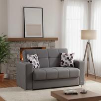 "Dmora Manuel" dvivietė sofa-lova 160 x 85 cm pilkos spalvos su saugykla