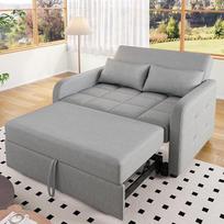 "Dolamaní" sulankstomoji sofa-lova su miego funkcija ir lovos dėže, dvivietė 127 cm pločio x 75 cm gylio sofa, išskleidžiama iki 127 x 125 cm gulimo paviršiaus (antikvarinė pilka)