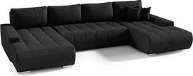 "FEDVE" kampinė sofa su miego funkcija, juoda, "Dhaka", praktiška sofa lova su lovos dėže, jauki nugarinė sofa su pagalvėlėmis ir lovos funkcija, U formos sofa salonui daugelį metų