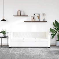 "Festnight Chesterfield" 3 vietų sofa Dirbtinės odos sofa 3 vietų sofa Lounge Sofa Medinio rėmo sėdynė Patogi gyvenamajame kambaryje Biure - balta