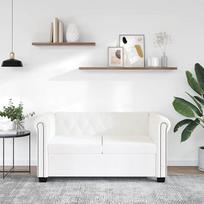 "Festnight Chesterfield" dvivietė sofa Dirbtinės odos sofa Dvivietė sofa Lounge Sofa Medinio rėmo sėdynė Patogi gyvenamajame kambaryje, biure - balta