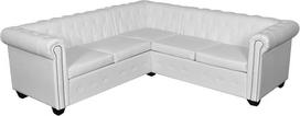 "Festnight Chesterfield" kampinė sofa 5 sėdimų vietų kampinė sofa Svetainės sofa Sofa Lounge sofa Dirbtinės odos paminkštinimas 205 x 205 x 73 cm Balta
