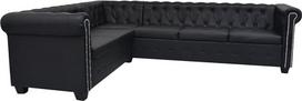 "Festnight Chesterfield" kampinė sofa 6 vietų sofa Svetainės sofa Lounge Sofa Sofa Kanapa Dirbtinės odos apmušalai 260 x 205 x 73 cm Juoda