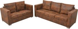 "Festnight Chesterfield" sofos komplektas 2 sėdimų vietų "L" formos vintažinė "Chesterfield" sofa, svetainės sofa, "Chesterfield" sofos, "L" formos vintažinis sofos komplektas dirbtinė zomša