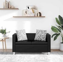 "Festnight" 2-vietė sofa iš dirbtinės odos sofa Lounge Sofa su 2 pagalvėlėmis Seat Comfort Black