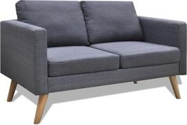 "Festnight" 2-vietė sofa Medžiaginė sofa Sofa 2 vietų poilsio sofa su atlošu Medinis rėmas Sėdynės patogumas Tamsiai pilka