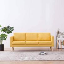 "Festnight" 3 sėdimų vietų sofa lova Sofa minkštasuolis 3 sėdimų vietų maža sofa 3 sėdimos miegamosios kėdės 3 žmonėms Audinys geltonas