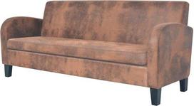 "Festnight" 3-vietė sofa-lovelė Dirbtinės odos minkštasuolis "Suede Look" sofos komplektas Sėdynės patogumas 183 x 70 x 76 cm Rudos spalvos