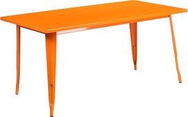 "Flash Furniture Charis" komercinės klasės 80 x 160 cm stačiakampio formos oranžinis metalinis vidaus lauko stalas