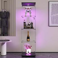 "Fofetbfo" stiklinė vitrina 4 lentynos LED kolektoriaus vitrina su durimis ir užraktu Skaidri stiklinė vitrina miegamajam, svetainei ir valgomajam