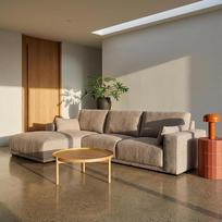 "Furnhouse Ibbe Design" smėlio spalvos 3 sėdimų vietų kampinė L formos Kalifornijos audinio dangtelis Pocket Spring Core minkšta sofa svetainei
