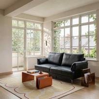 "Furnhouse Soul Soul" 3-vietė sofa-lova iš natūralios odos su kišeninėmis spyruoklėmis 195 cm pločio juoda - skandinaviškas dizainas ir didelis komfortas