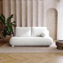 "Gaja" sofa-lova su lovos dėže, sofa svetainei, moderni sofa su ištraukiamais ritinėliais, 194 x 140 cm gulimas paviršius, paminkštinta nugara, su apvaliomis dekoratyvinėmis pagalvėlėmis (Šaltinis 01)