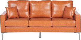 "Gavle" 3 vietų sofa su pagalvėlėmis, dirbtinė oda, aukso rudos spalvos