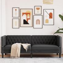 "Gecheer Chesterfield" sofa 3-vietė odinė sofa minkšta sofa juoda dirbtinė oda