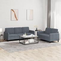 "Gecheer" 2 dalių sofos komplektas Sofa lova sofa sofa minkštasuolis sofos komplektas Lounge sofa sofa sofa Svečių sofos komplektas Svetainės sofos sėdimieji baldai Tamsiai pilkas aksomas