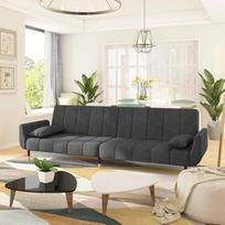 "Gecheer" 2 vietų sofa lova su 2 pagalvėlėmis Sofa su miego funkcija Sofa lova Sulankstoma sofa Velvet tamsiai pilka