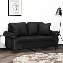 "Gecheer" 2-vietė sofa-lova Svečių sofa-lova Svetainės / namų / biuro sofa-lova su dekoratyvine pagalvėle Juoda 120 cm dirbtinė oda