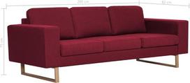 "Gecheer" 3-vietė sofa Minkšta sofa-lova 200 x 82 x 75 cm su atlošo ir sėdynės pagalvėlėmis, TV sofa, poilsio kėdė, medinis rėmas ir medžiaginis paminkštinimas, vyno raudonos spalvos