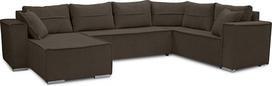 "Generisch Captain" U formos kampinė sofa iš velveto "Poso" su miego funkcija ir dėže, 315 x 212 cm, ruda