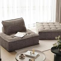 "Generisch" modulinė grindų sofa "Boucle Fabric Cream Tufted Seat" su nuimama pagalvėle, modernus dizainas (pilka)