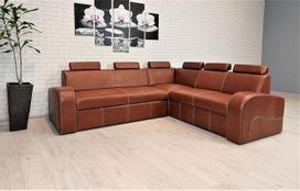 "Glanz Antalya II 6Z RE" tikros odos kampinė sofa 245 x 212 cm Sofa sofa su galvos atlošais Lovos funkcija Lovos dėžė Tikros odos kampinė sofa Daug spalvų
