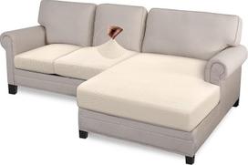 "Granbest" pakuotė iš 3 didelio tempimo sekcijų sofos sėdynės pagalvėlės dangtelis "Chaise Lounge" dangtelis "L" formos sofos elastingas "Spandex" sofos dangtelis, skirtas neslystančiai baldų apsaugai (2 sėdimos vietos + šezlongas, smėlio spalvos)